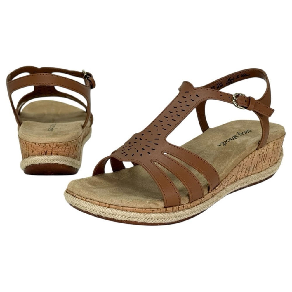 Easy Street Dorinda Tan Faux Leather Womens Sandals Size 8W - Picture 10 of 13